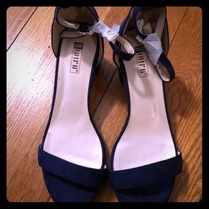 SOLD!! Blue suede sandal heels